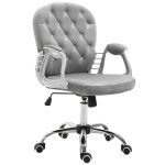 Office Chair, Comfortable Computer Desk Chair with Padded Seat and Adjustable Height, Tufted Back, Grey