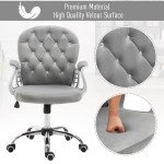 Office Chair, Comfortable Computer Desk Chair with Padded Seat and Adjustable Height, Tufted Back, Grey
