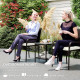 3 Piece Wicker Patio Furniture Set with Stackable Chairs, Washable Cushion, Tempered Glass Top, for Backyard, Brown