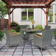 5 Piece Rattan Patio Dining Set with Umbrella Hole, Cushions, Outdoor Patio Table and Chairs for Garden Backyard, Teak