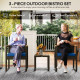 3 Pieces Wicker Patio Furniture Set, Rattan Bistro Set w/ Acacia Wood Table & Removable Cushions, Dark Blue