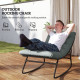 Outdoor Patio Rocking Chair with Cushion, Steel Frame Balcony Chair with Mesh Deep Seat for Porch, Garden, Grey