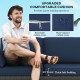 3-Seater Outdoor Sofa with Cushions, PE Rattan Conversation Patio Couch with Pillows for Garden, Poolside, Blue/Brown