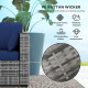 3-Seater Outdoor Sofa with Cushions, PE Rattan Conversation Patio Couch with Pillows for Garden, Poolside, Dark Blue