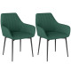 Dining Chairs Set of 2, Upholstered Linen Fabric Accent Chairs with Metal Legs, Dark Green