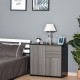 High Gloss Buffet Sideboard with 2 Drawers, 2 Doors and Adjustable Shelf, Kitchen Storage Cabinet with Push Open Design, Grey and Black