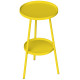 Round Garden Table, 2-Tier Small Side Table, Metal Patio Table Coffee Table Dining Table, Yellow
