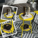 Round Garden Table, 2-Tier Small Side Table, Metal Patio Table Coffee Table Dining Table, Yellow