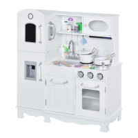 Qaba Large Kids Kitchen Playset With Telephone, Water Dispenser Simulation Cooking Set