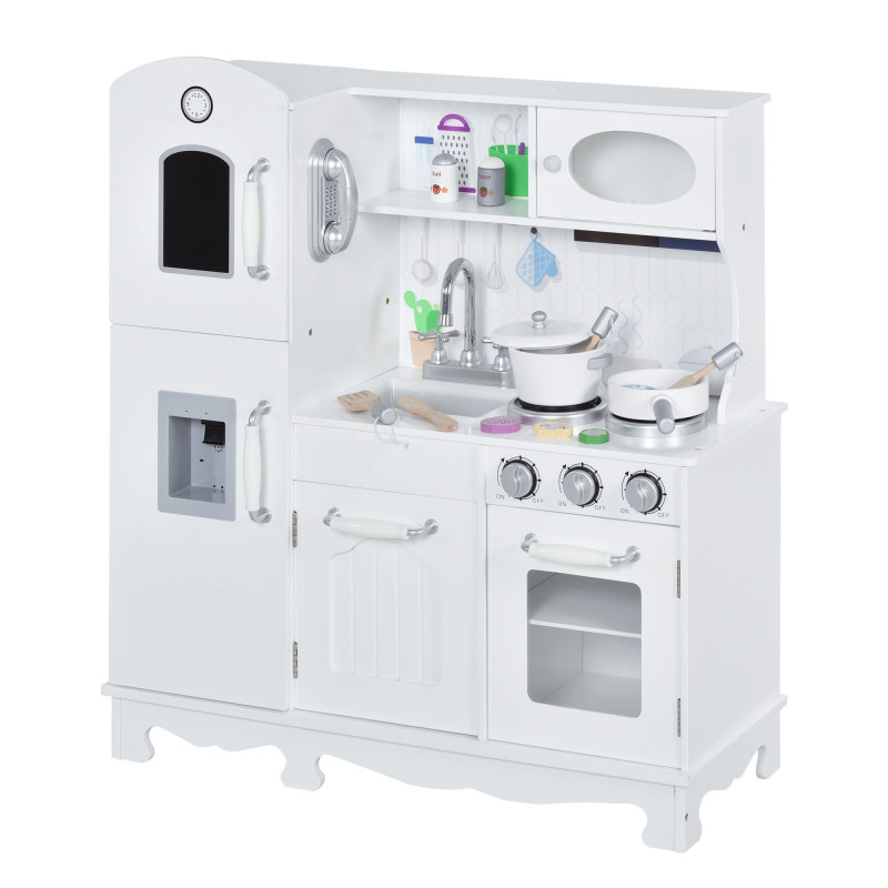 Qaba Large Kids Kitchen Playset With Telephone, Water Dispenser Simulation Cooking Set