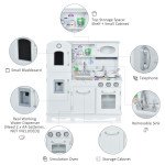 Qaba Large Kids Kitchen Playset With Telephone, Water Dispenser Simulation Cooking Set