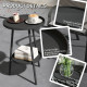 Round Garden Table, 2-Tier Small Side Table, Metal Patio Table Coffee Table Dining Table, Black