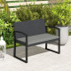 2 Seater Outdoor Bench, Rattan Garden Bench Loveseat with Cushion, Armrests, Steel Frame for Patio, Porch, Light Grey