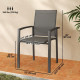 Set of 2 Outdoor Garden Chairs, Stackable Patio Dining Chairs with Breathable Fabric, Armrests and Backrest, Dark Grey