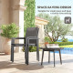 Set of 2 Outdoor Garden Chairs, Stackable Patio Dining Chairs with Breathable Fabric, Armrests and Backrest, Dark Grey