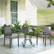 Set of 2 Outdoor Garden Chairs, Stackable Patio Dining Chairs with Breathable Fabric, Armrests and Backrest, Dark Grey