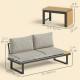 3 Pieces Aluminum Corner Patio Furniture Set Sectional Outdoor Sofa Set with 2 Loveseats Wood-Plastic Coffee Table