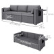 3 Seater Wicker Patio Sofa with Side Trays, Outdoor Couch with 6