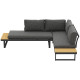3 Pieces Aluminum Corner Patio Furniture Set Sectional Outdoor Sofa Set with 2 Loveseats Wood-Plastic Coffee Table Grey