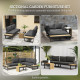 3 Pieces Aluminum Corner Patio Furniture Set Sectional Outdoor Sofa Set with 2 Loveseats Wood-Plastic Coffee Table Grey
