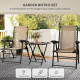 3 Pieces Patio Bistro Set, Outdoor Folding Table and Chairs Set, Metal Patio Furniture Set with Cup Holders, Khaki