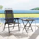 3 Pieces Patio Bistro Set, Outdoor Folding Table and Chairs Set, Metal Patio Furniture Set with Cup Holders