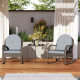 2 Pieces Wicker Rocking Patio Chairs, Indoor Outdoor Rocking Chair Set with Cushions and Armrests for Porch, Grey