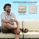 6 Pieces Outdoor Rattan Patio Furniture Set with Corner Sofa, Wood-Plastic Coffee Table, Light Khaki