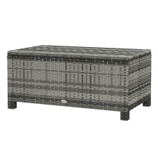Rattan Wicker Coffee Table with Glass Top Outdoor Garden Patio Furniture Brown Tempered