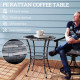 Outdoor Rattan Dining Table, Patio Wicker Round Coffee Table with 2-Tier Storage Shelf, Mixed Grey