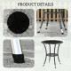 Outdoor Rattan Dining Table, Patio Wicker Round Coffee Table with 2-Tier Storage Shelf, Mixed Grey