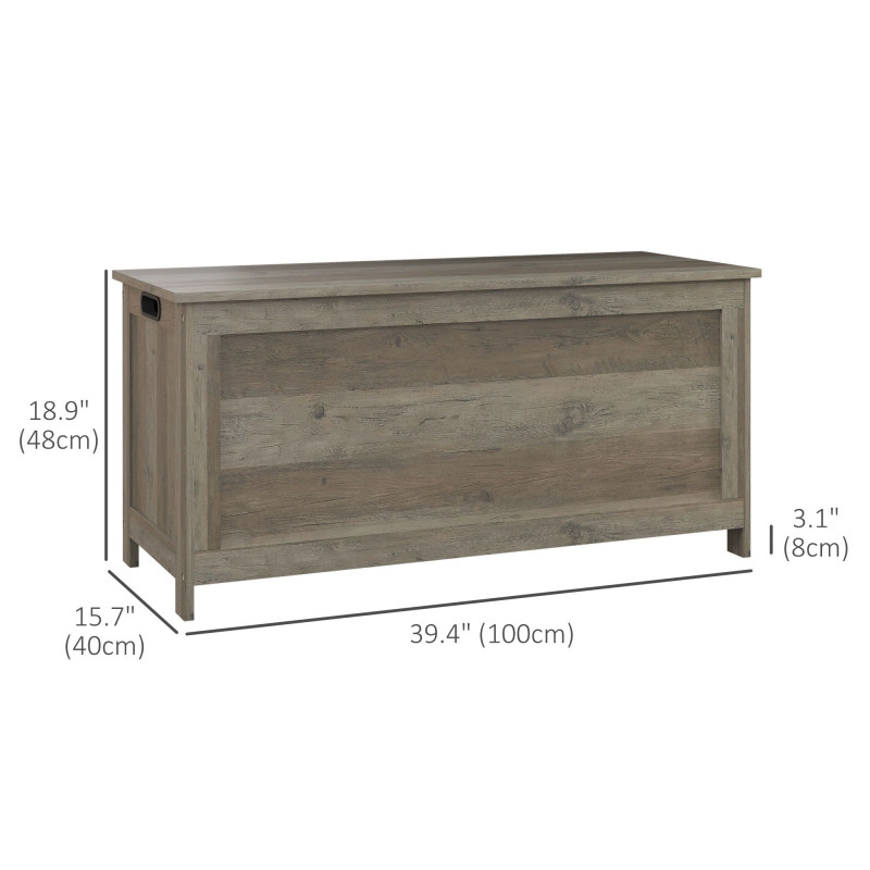Storage Trunk with 2 Safety Hinges, Entryway Bench with Side Handles, Storage Chest for Living Room, Distressed Grey