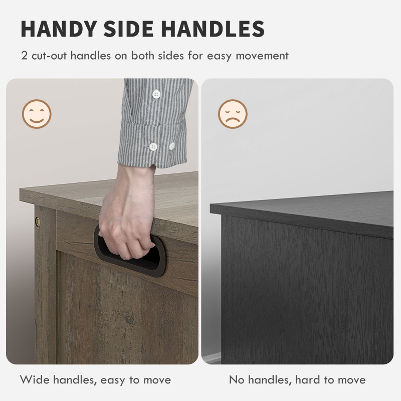 Storage Trunk with 2 Safety Hinges, Entryway Bench with Side Handles, Storage Chest for Living Room, Distressed Grey