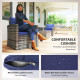 6 Pieces Wicker Patio Furniture Set with Cushions, 7-Seater Rattan Patio Sofa Set with Storage Table, Navy Blue