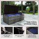 6 Pieces Wicker Patio Furniture Set with Cushions, 7-Seater Rattan Patio Sofa Set with Storage Table, Navy Blue