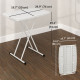 Portable Patio Side Table, Height Adjustable Outdoor Side Table, Folding Balcony Table with HDPE Top and Metal Frame for Balcony Poolside Deck, White