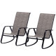 Set of 2 Patio Rocking Chairs, Outdoor Rocking Chairs with High Backrest, Armrests for Backyard, Garden, Light Brown
