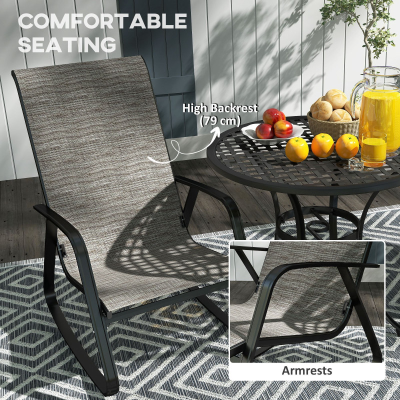 Set of 2 Patio Rocking Chairs, Outdoor Rocking Chairs with High Backrest, Armrests for Backyard, Garden, Light Brown
