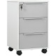3 Drawer File Cabinet with Wheels, Vertical Filing Cabinet with Lock, Grey