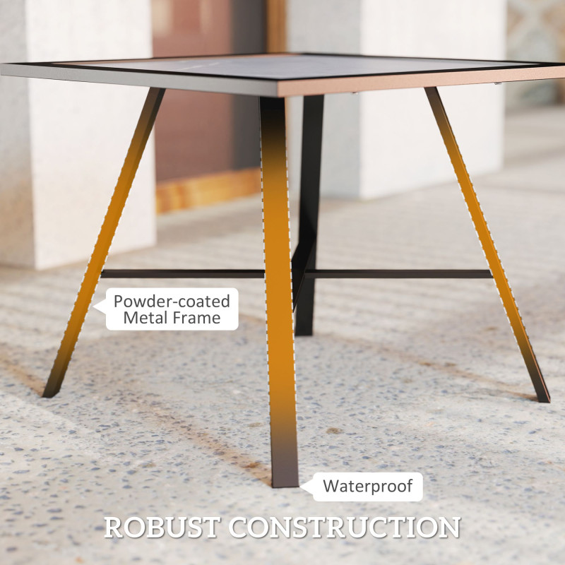 Small Outdoor Side Table, Patio Side Table with SPC Tabletop for Garden, Patio, Lawn, Grey