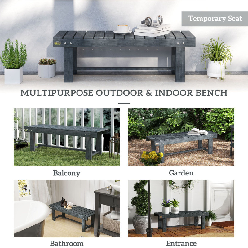 Outdoor Garden Bench, Backless Patio Fir Wood Stool, Armless Loveseat, 43.25