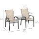 Outdoor Loveseat with Glass Table, Garden Patio Bench with Breathable Mesh Seat, High Back, Armrests, Brown