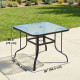 Tempered Glass Square Patio Dining Table w/ 2.1
