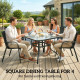 Tempered Glass Square Patio Dining Table w/ 2.1