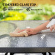 Tempered Glass Square Patio Dining Table w/ 2.1