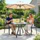 Tempered Glass Square Patio Dining Table w/ 2.1