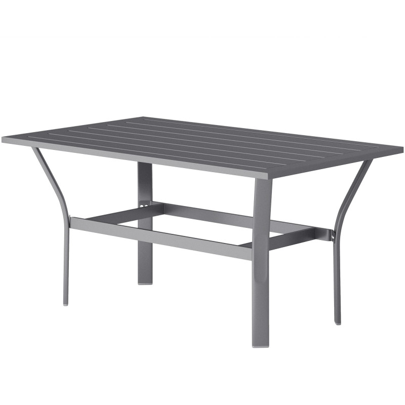 Outdoor Side Table with Slatted Tabletop, Metal Patio Coffee Table for Garden, Balcony, Dark Grey