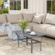 Outdoor Side Table with Slatted Tabletop, Metal Patio Coffee Table for Garden, Balcony, Dark Grey