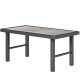 Outdoor Side Table with SPC Woodgrain Tabletop, Metal Patio Coffee Table for Outside Garden, Distressed Grey