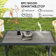 Outdoor Side Table with SPC Woodgrain Tabletop, Metal Patio Coffee Table for Outside Garden, Distressed Grey